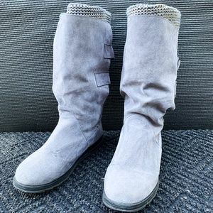 Wool & vegan suede knit boots gray neutral, size 7